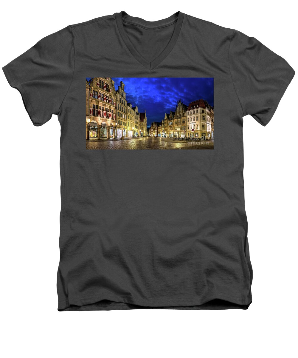 Munster Men's V-Neck T-Shirt featuring the photograph Munster Prinzipalmarkt by Daniel Heine