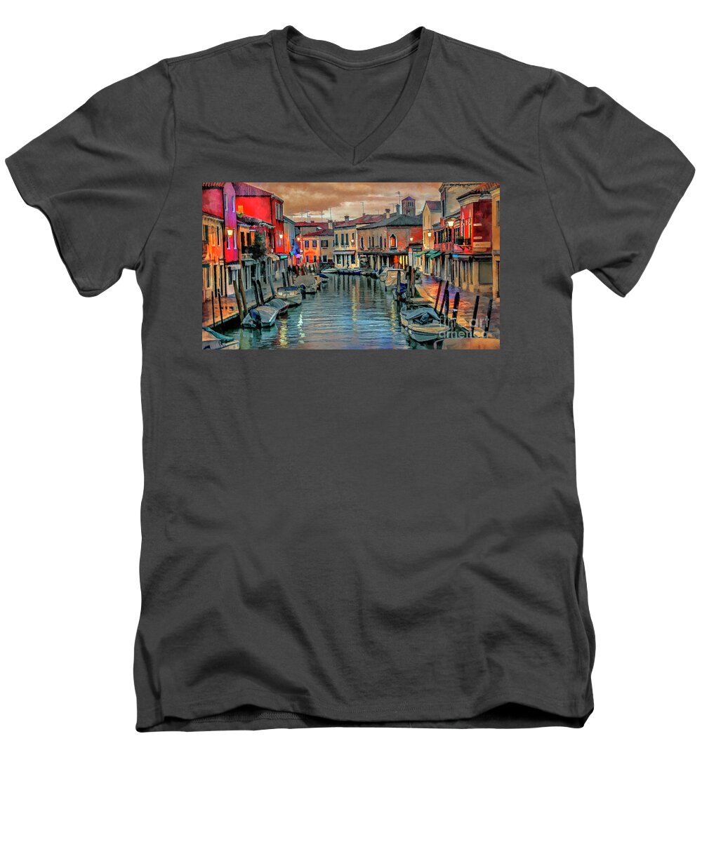 Murano Men's V-Neck T-Shirt featuring the photograph Murano Twilight by Brian Tarr