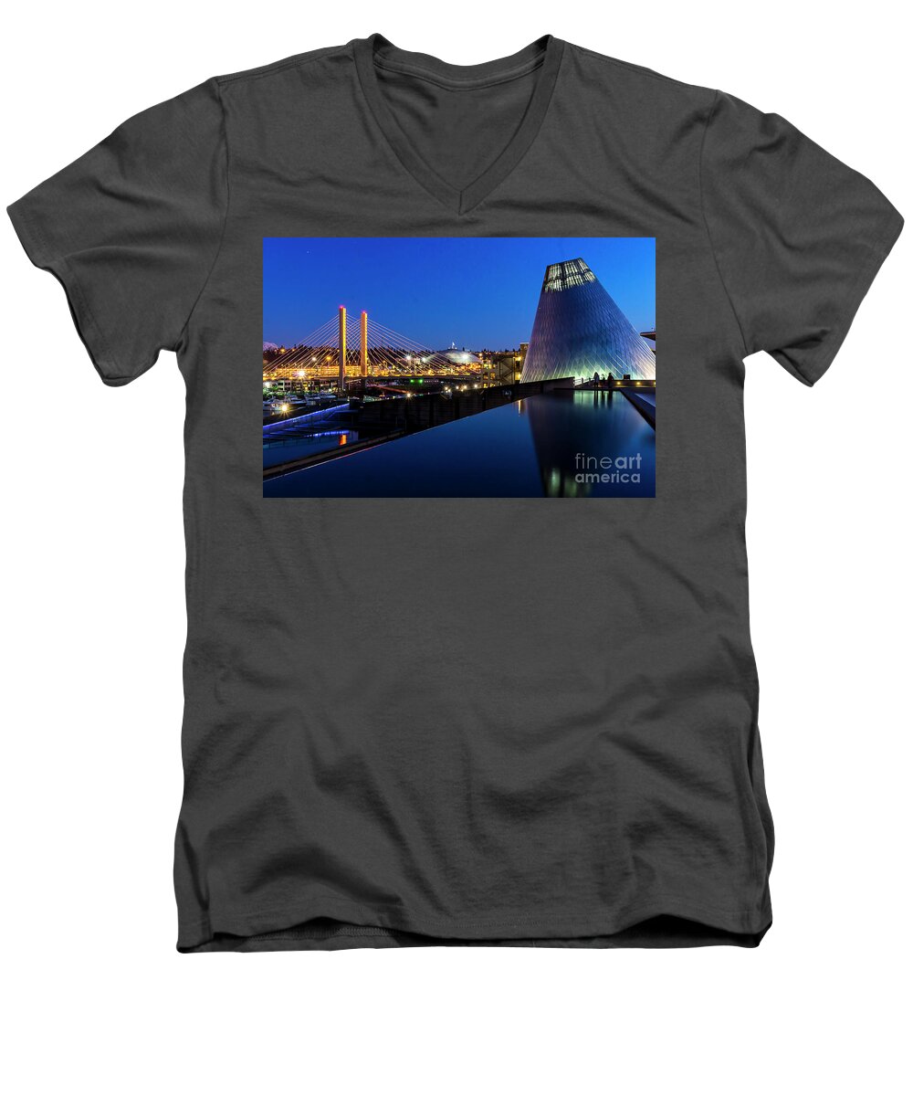 Museum Of Glass Men's V-Neck T-Shirt featuring the photograph Museum of glass at blue hour by Sal Ahmed