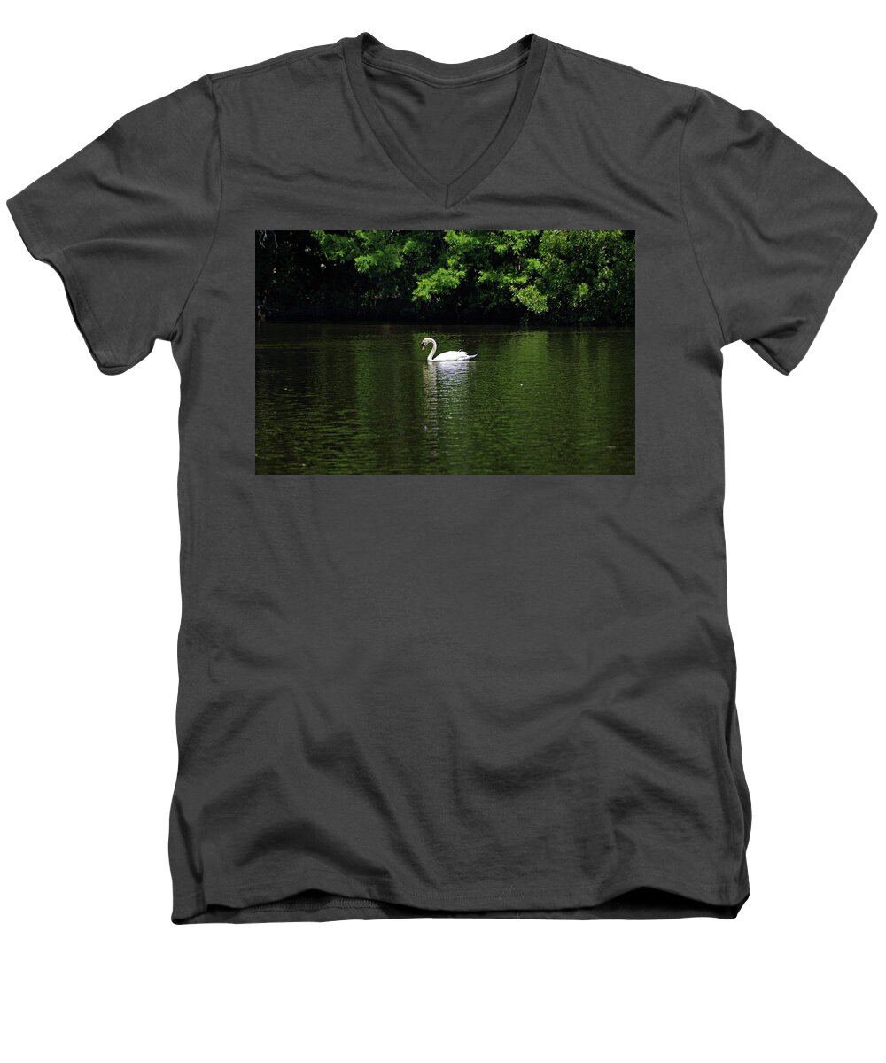 Mute Swan Men's V-Neck T-Shirt featuring the photograph Mute Swan by Sandy Keeton