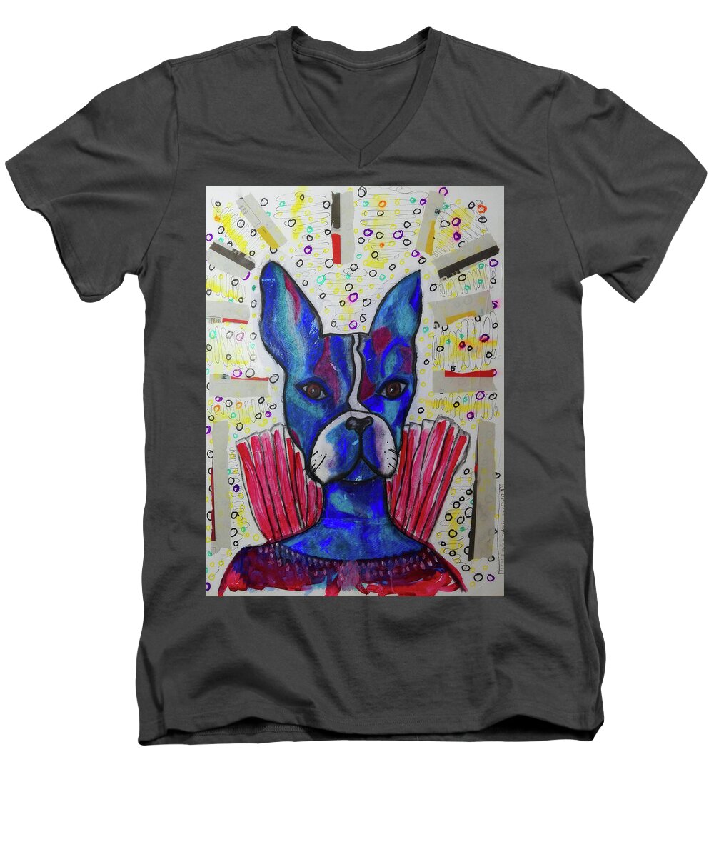 Friends Men's V-Neck T-Shirt featuring the mixed media My Bestest Friend by Mimulux Patricia No
