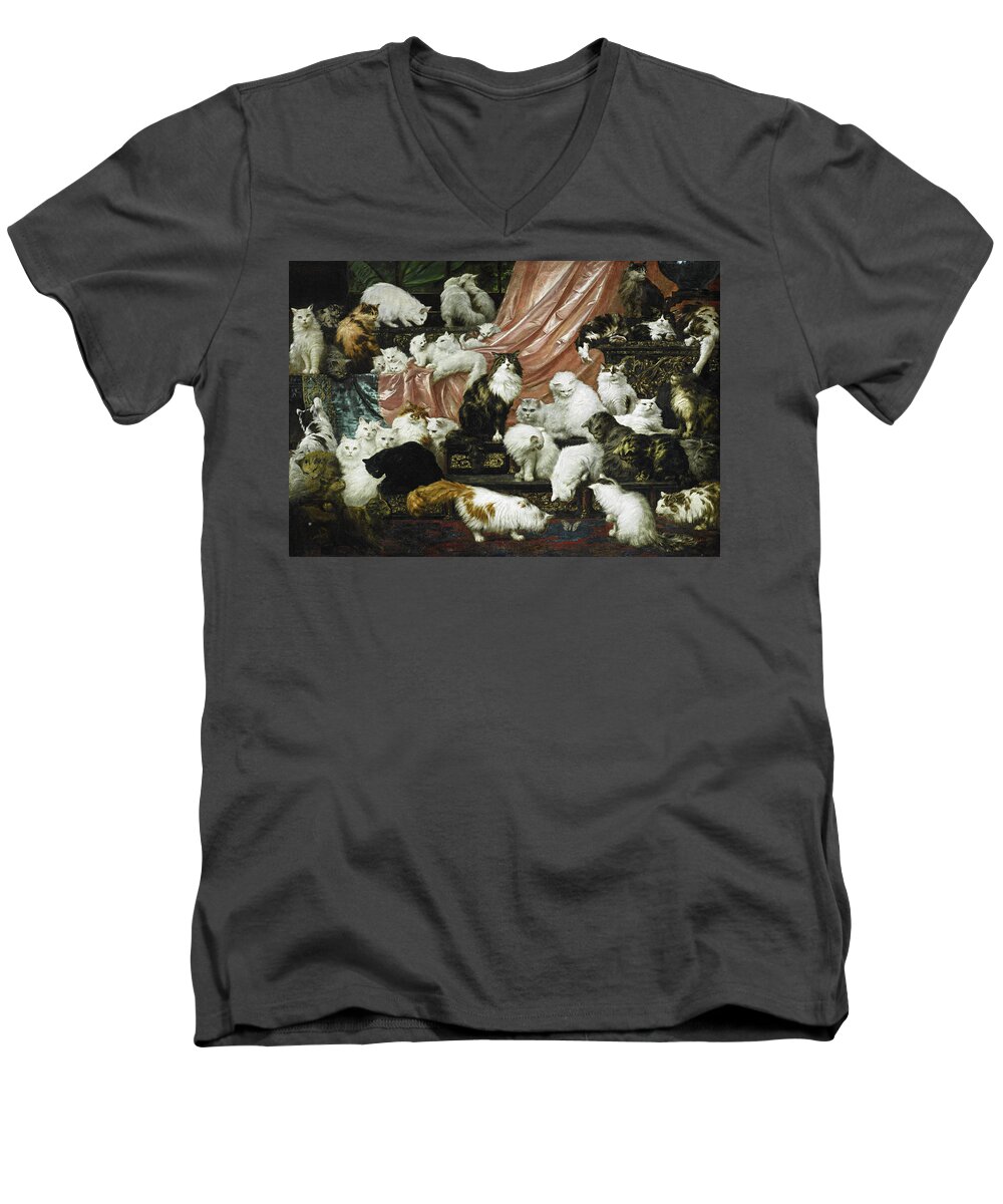 Carl Kahler Men's V-Neck T-Shirt featuring the painting My Wife's Lovers by Carl Kahler