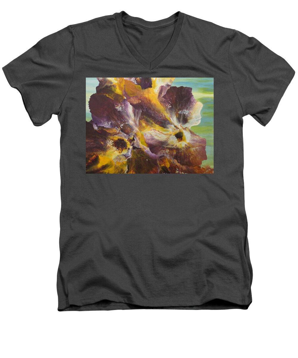 Abstract Men's V-Neck T-Shirt featuring the painting Mysterious by Soraya Silvestri