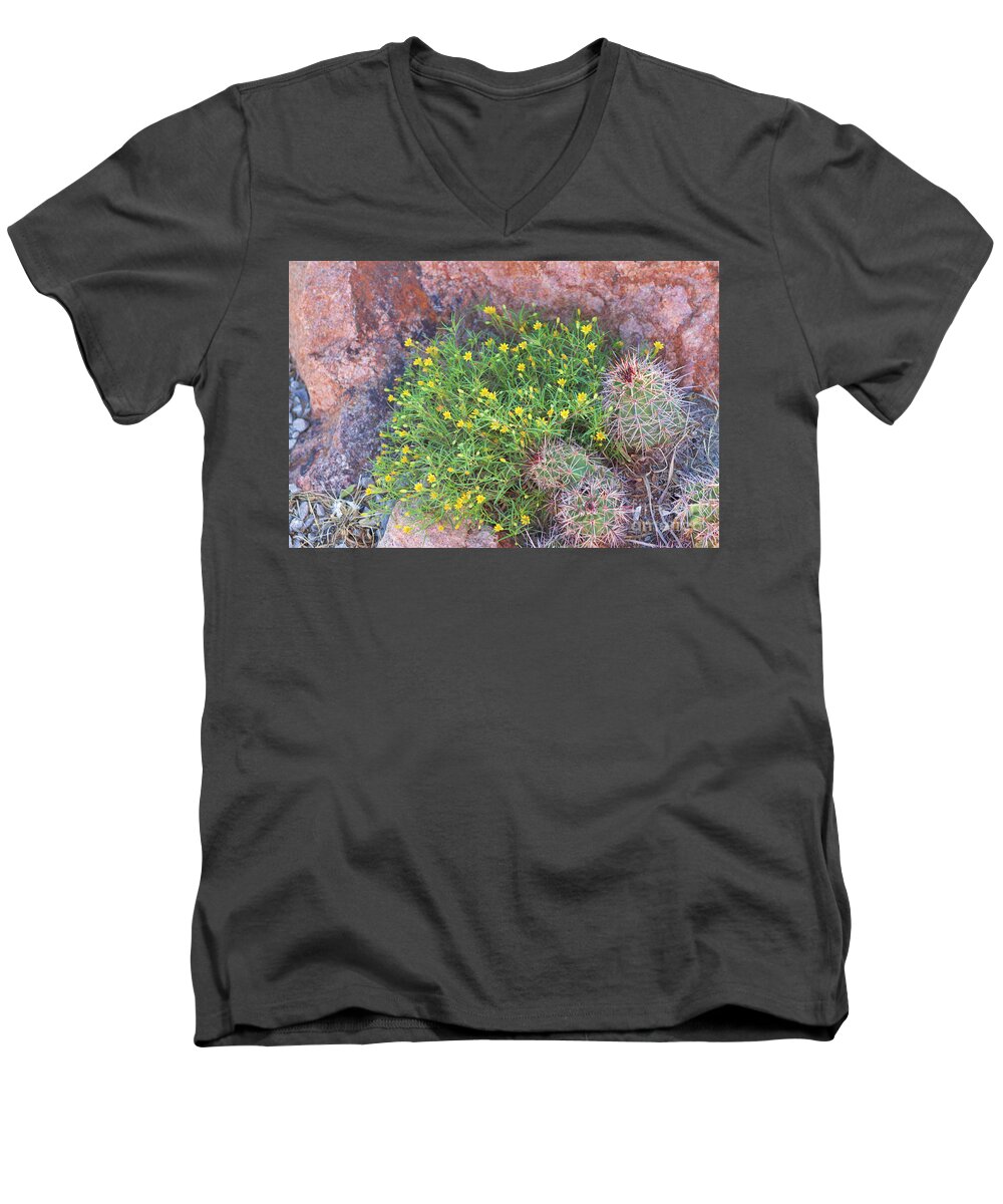 Flowers Men's V-Neck T-Shirt featuring the photograph Nevada Yellow Wildflower by Linda Phelps