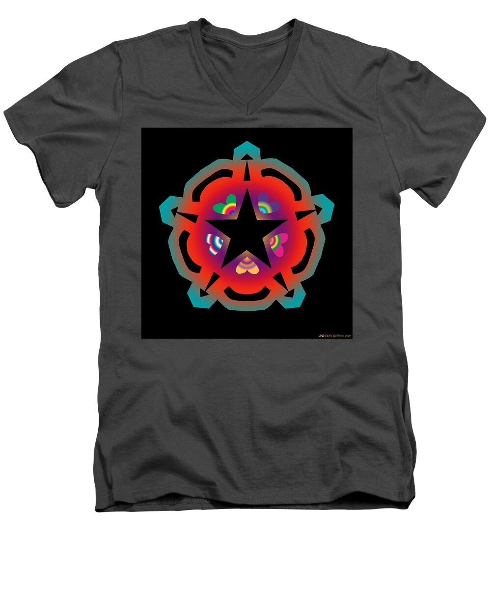 Pentacle Men's V-Neck T-Shirt featuring the digital art New Star 6 by Eric Edelman