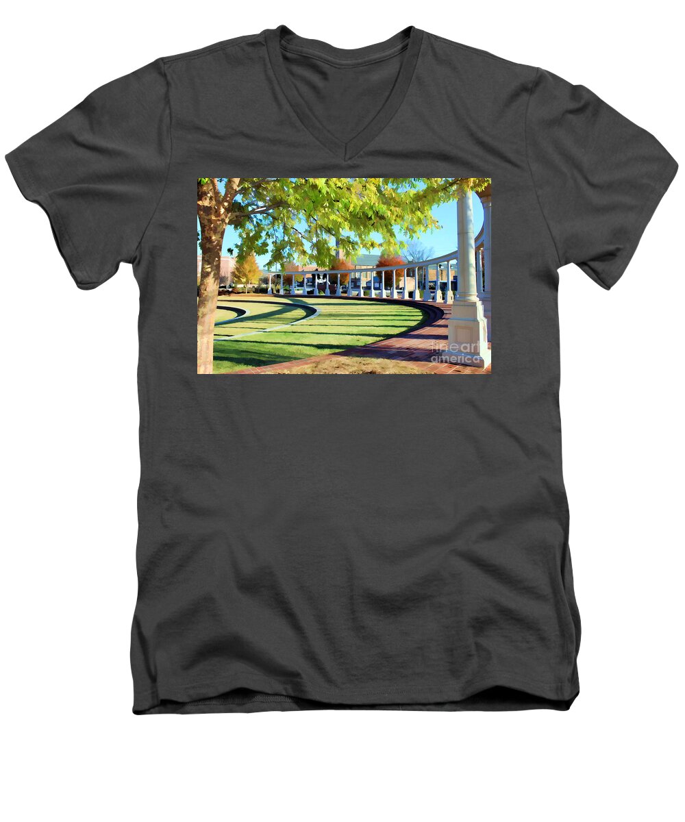Atlanta Georgia Men's V-Neck T-Shirt featuring the photograph Newnan Park Ampitheatre by Roberta Byram