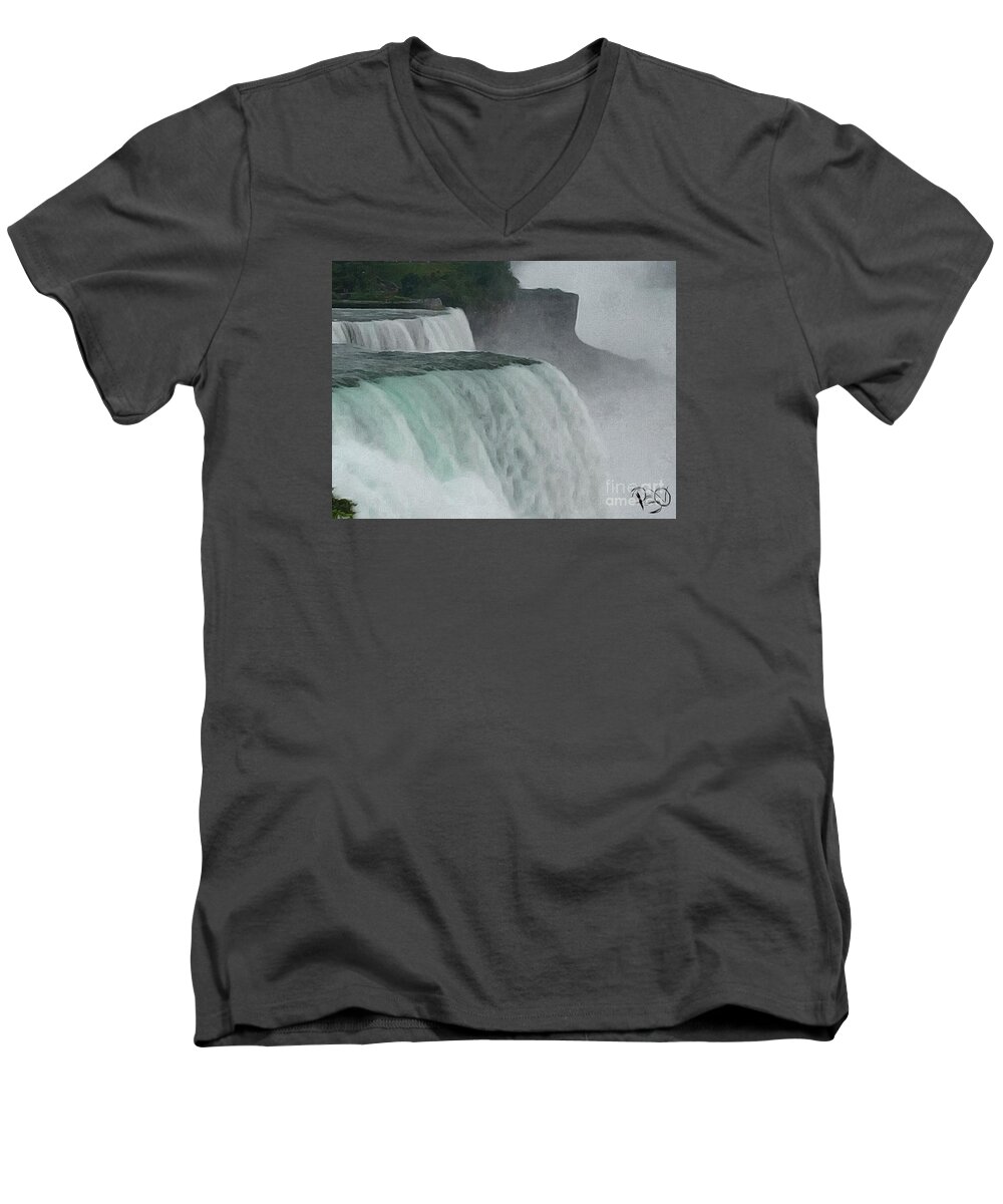 Niagara Falls Men's V-Neck T-Shirt featuring the digital art Niagara Falls by Patty Vicknair