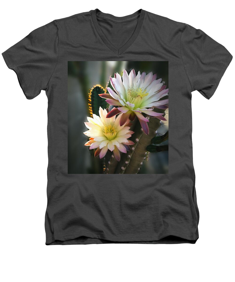 Night-blooming Cactus Men's V-Neck T-Shirt featuring the photograph Night-Blooming Cereus 3 by Marilyn Smith
