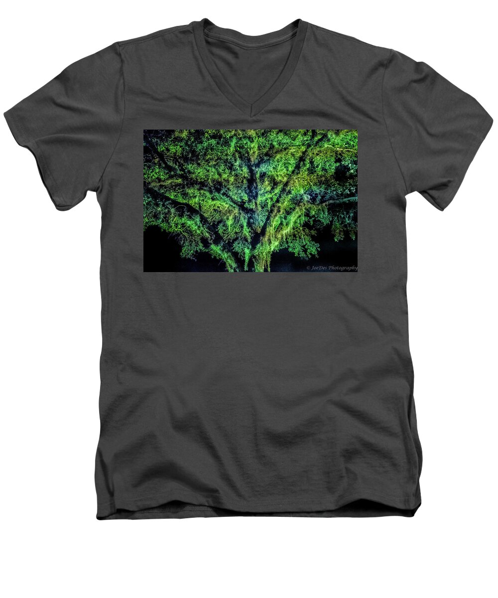 Tree Men's V-Neck T-Shirt featuring the photograph Night Moss by Joseph Desiderio