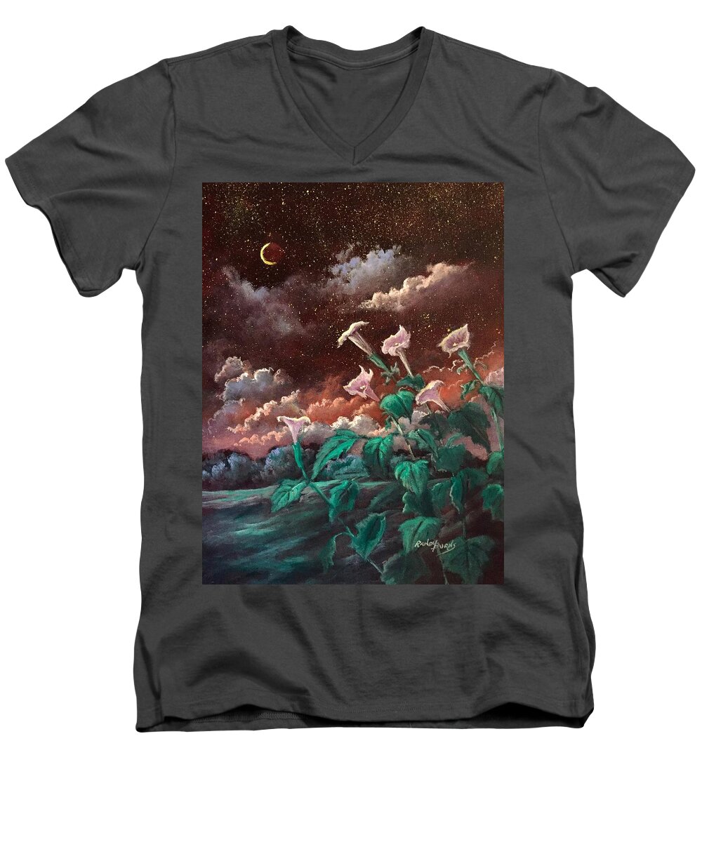 Night Men's V-Neck T-Shirt featuring the painting Night Song by Rand Burns
