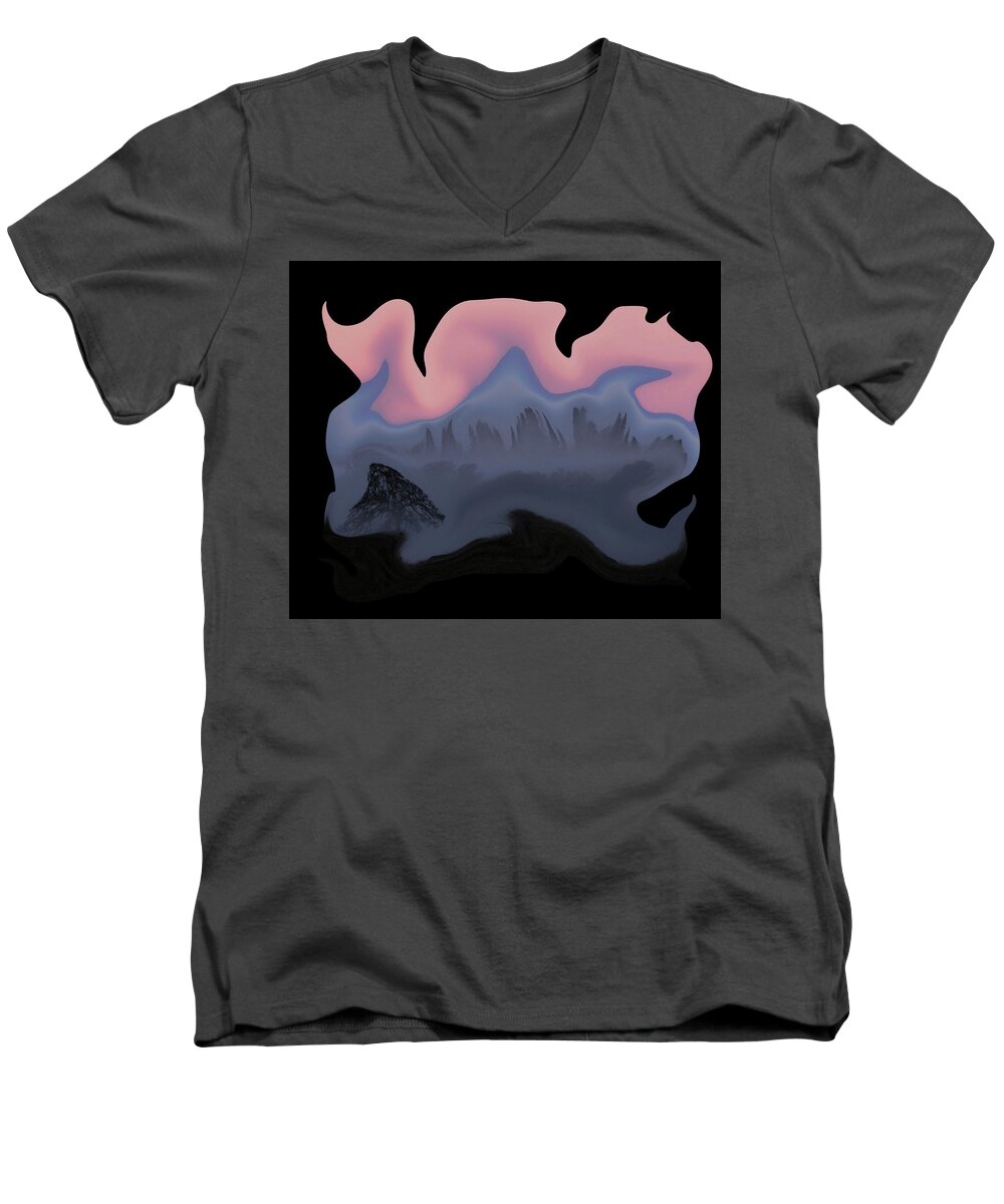 Distort Men's V-Neck T-Shirt featuring the digital art Nightmare In Chico by Robert Woodward
