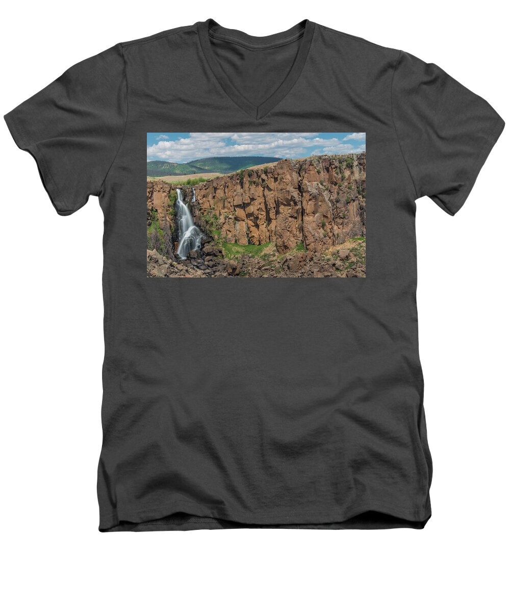 Waterfall Men's V-Neck T-Shirt featuring the photograph North Clear Creek Falls, Creede, Colorado 2 by Adam Reinhart