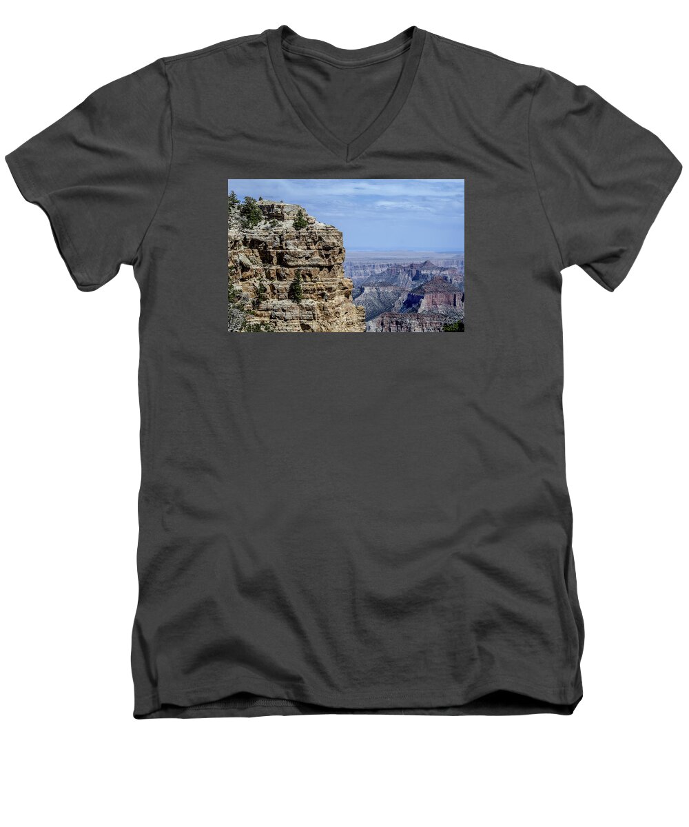 Scenic Men's V-Neck T-Shirt featuring the photograph North Rim Layers Of Time by William Bitman