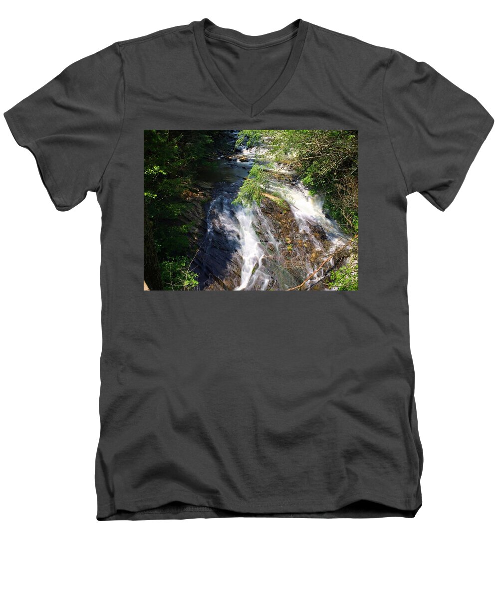 Waterfall Men's V-Neck T-Shirt featuring the photograph Observation by Richie Parks