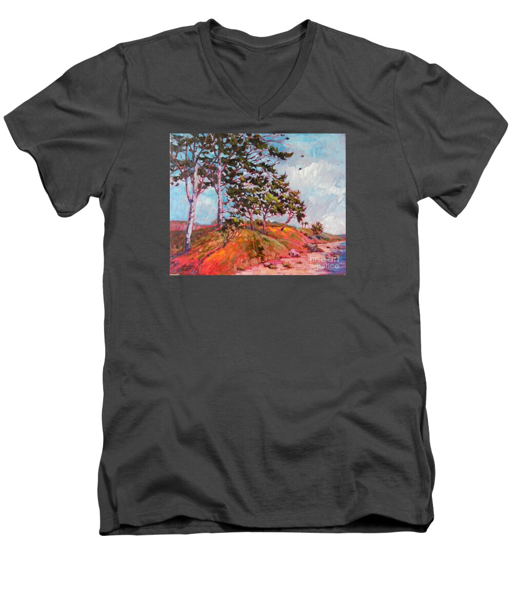 California Landscape Men's V-Neck T-Shirt featuring the painting Ocean Breeze by Celine K Yong