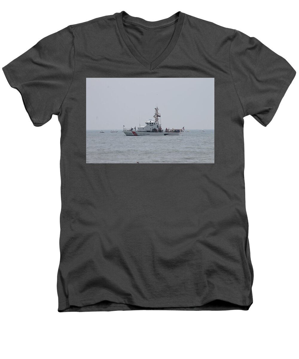 Ocean City Md Men's V-Neck T-Shirt featuring the photograph Ocean City's US Coast Guard on Patrol by Robert Banach