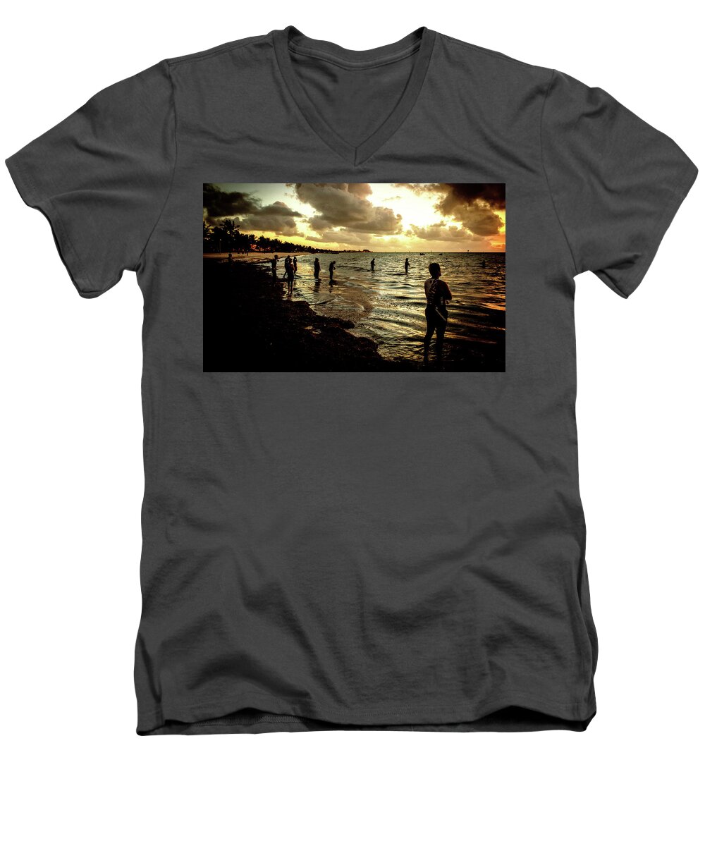 Landscape Men's V-Neck T-Shirt featuring the photograph Ocean Thinker by Joe Shrader
