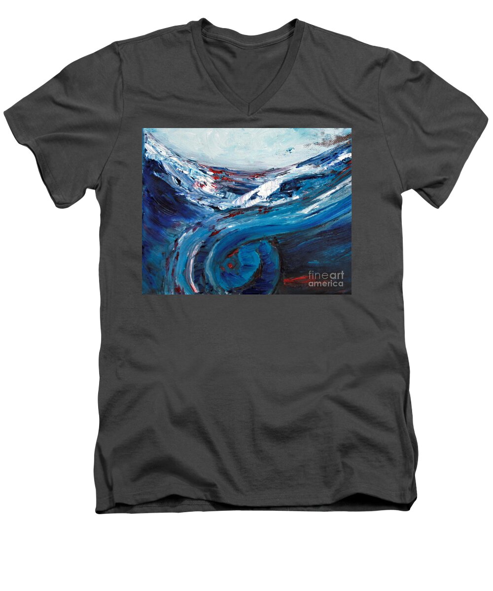 Surf Men's V-Neck T-Shirt featuring the painting Oceanscape by Tracey Lee Cassin
