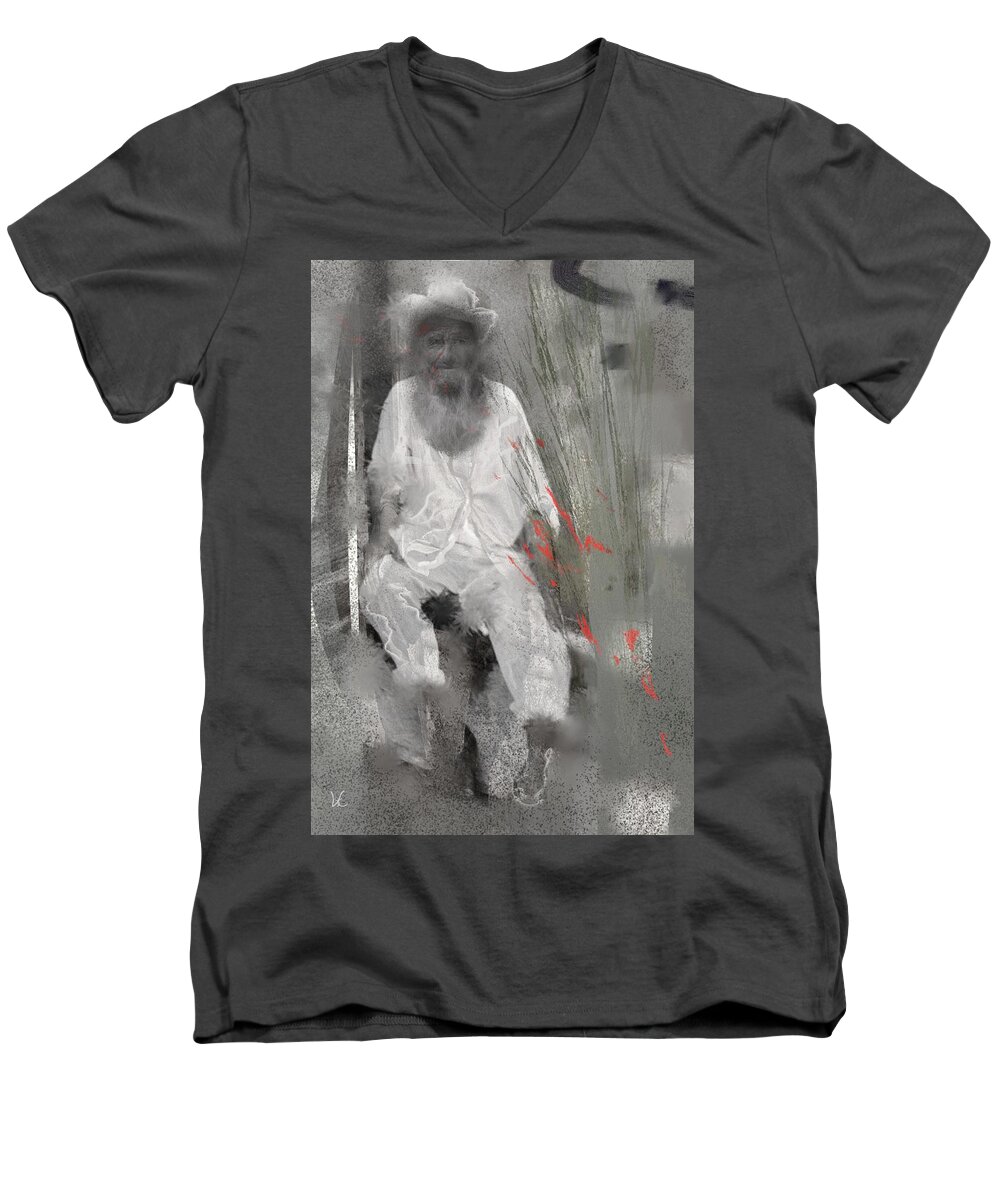 Victor Shelley Men's V-Neck T-Shirt featuring the painting Ocotillo by Victor Shelley