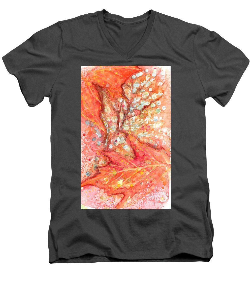 Autumn Men's V-Neck T-Shirt featuring the painting October Glory Maple by Ashley Kujan