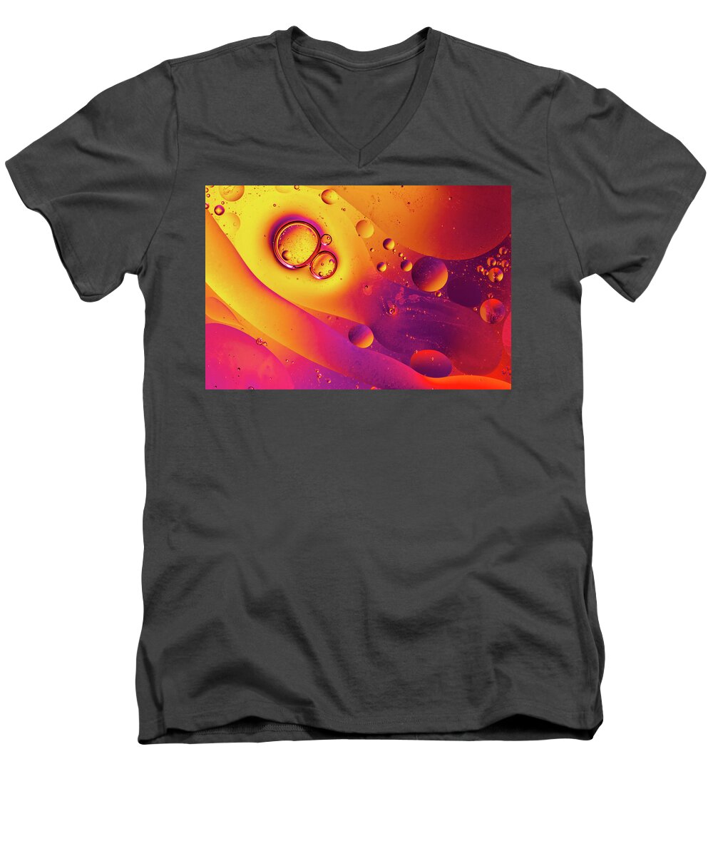 Jay Stockhaus Men's V-Neck T-Shirt featuring the photograph Oil and Water 8 by Jay Stockhaus