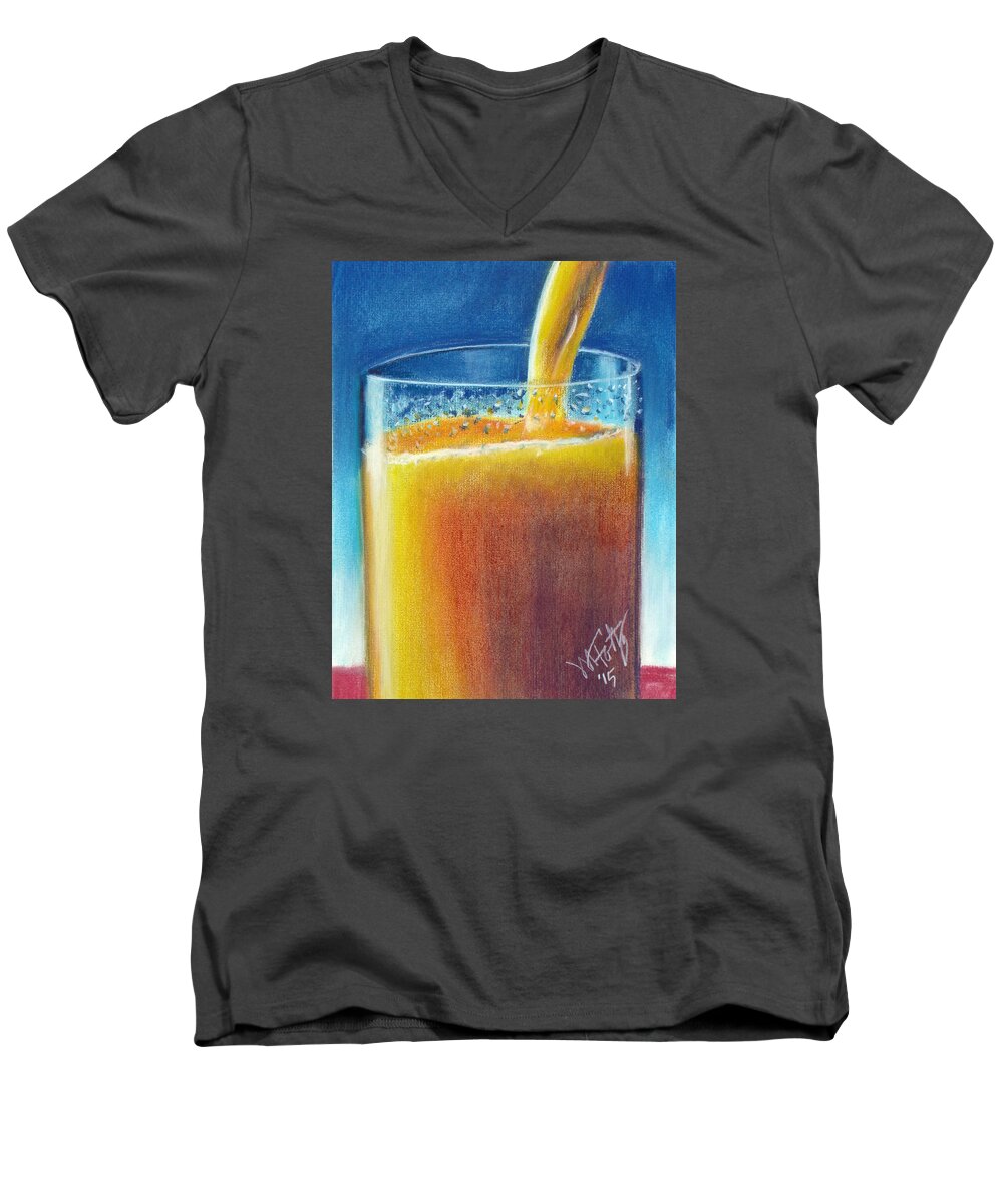 Pastel Men's V-Neck T-Shirt featuring the painting OJ Frash by Michael Foltz
