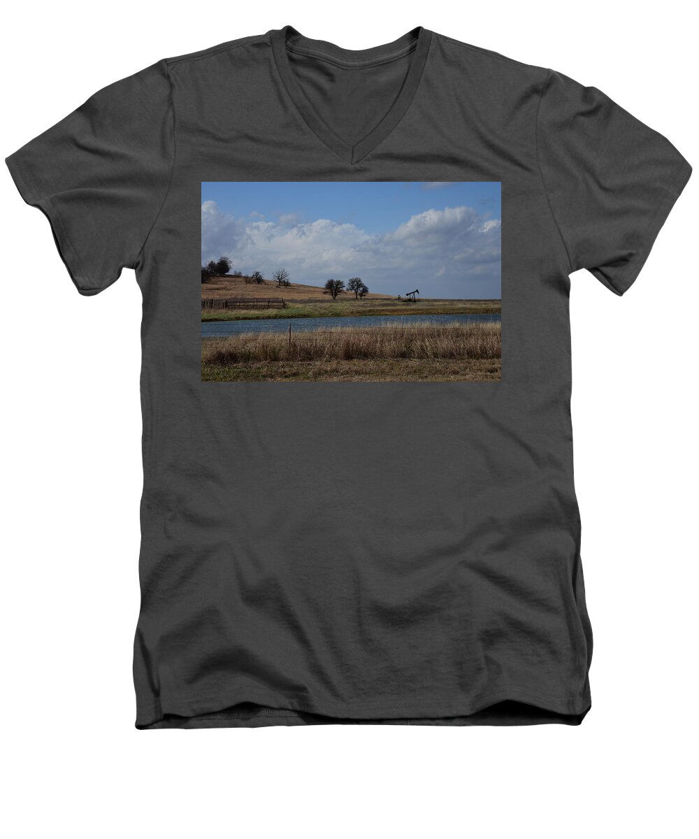 Oil Well Men's V-Neck T-Shirt featuring the photograph Oklahoma Still Life by Jolynn Reed