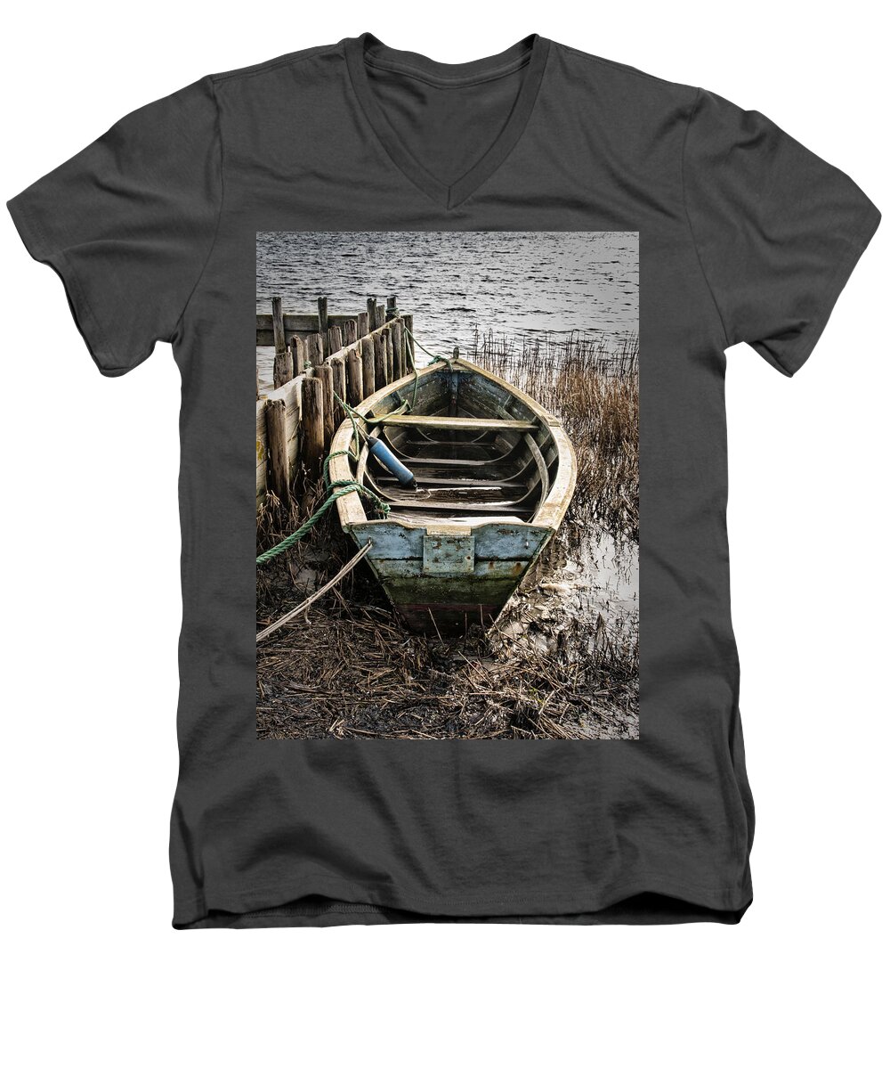 Sea Men's V-Neck T-Shirt featuring the photograph Old boat by Mike Santis
