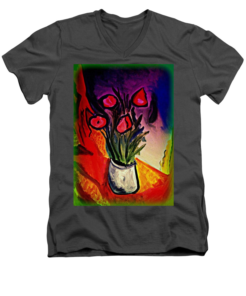 Vase Men's V-Neck T-Shirt featuring the painting Old Gray Pot by Bill OConnor