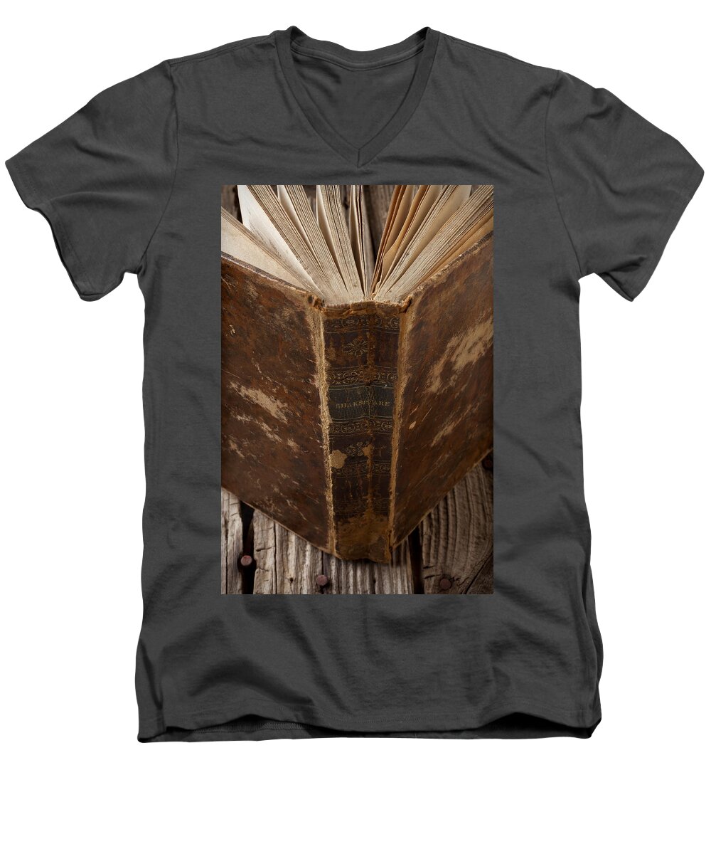 Shakespeare Men's V-Neck T-Shirt featuring the photograph Old Shakespeare Book by Garry Gay