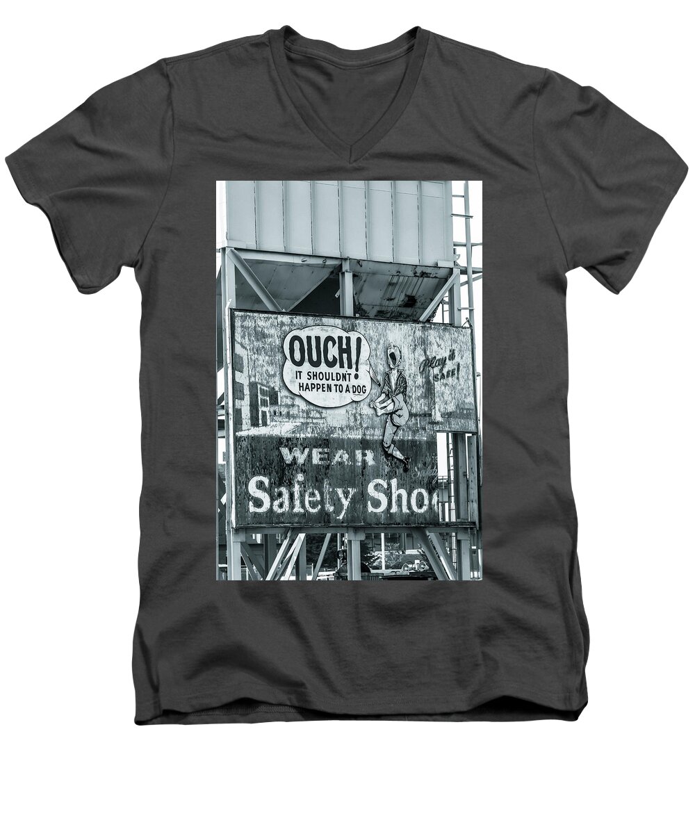 Sign Men's V-Neck T-Shirt featuring the photograph Old shipyard sign by Jason Hughes