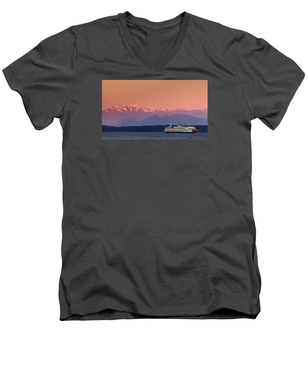 Ferry Men's V-Neck T-Shirt featuring the photograph Olympic Journey by Dan Mihai