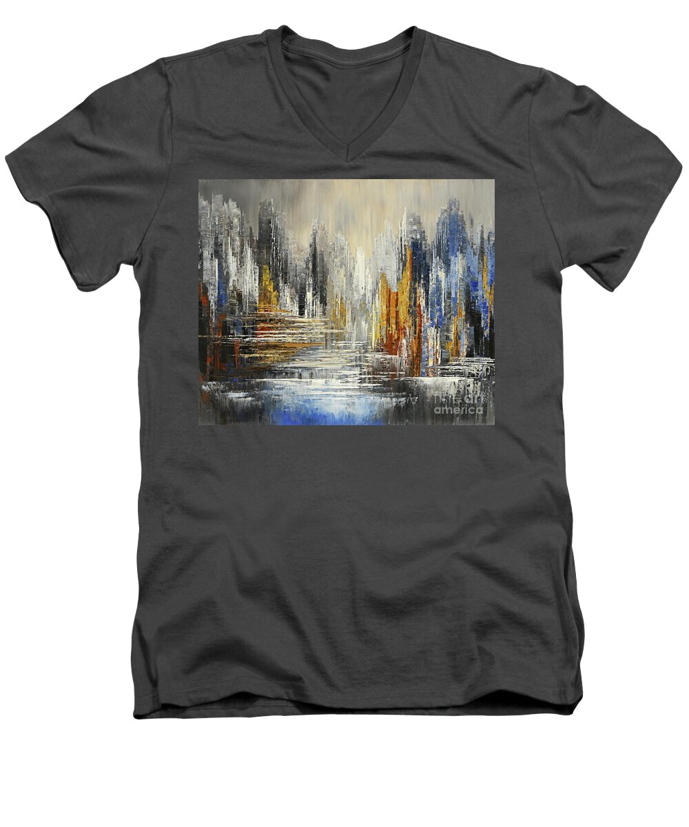 Original Men's V-Neck T-Shirt featuring the painting On the Hills of Dream by Tatiana Iliina