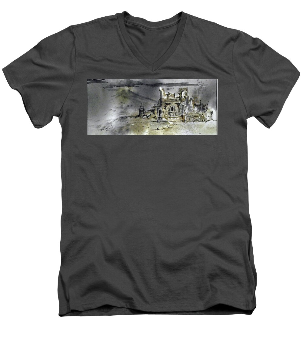  Men's V-Neck T-Shirt featuring the painting On the Road II by Douglas Teller