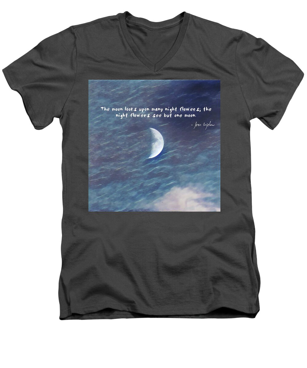 One Moon Men's V-Neck T-Shirt featuring the photograph One Moon by Jackson Pearson