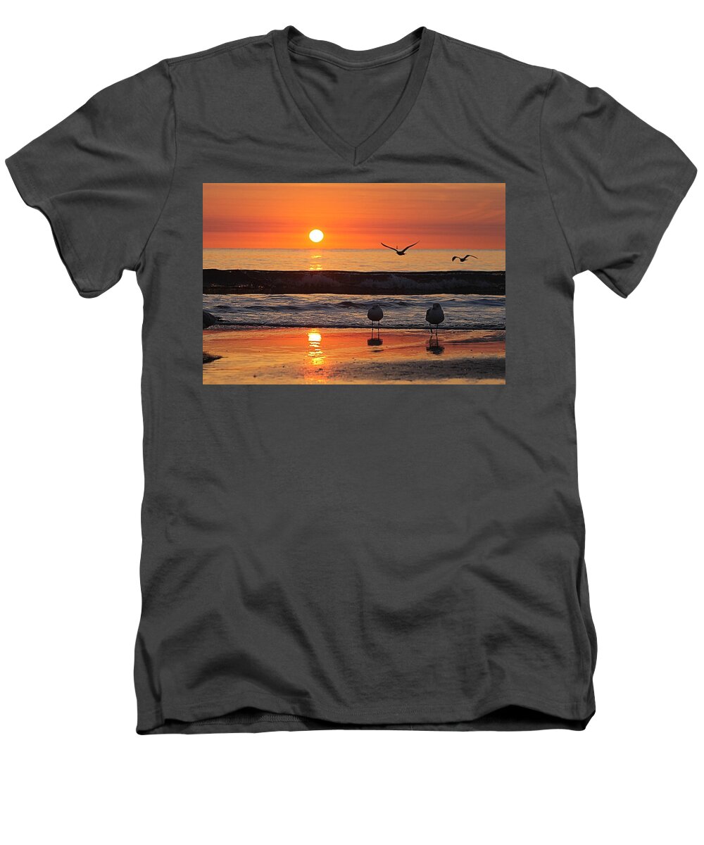 Orange Men's V-Neck T-Shirt featuring the photograph Orange Dawn Day by Robert Banach