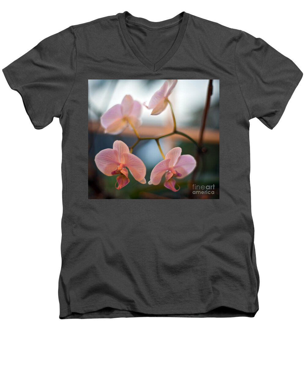 Orchid Men's V-Neck T-Shirt featuring the photograph Orchid Menage by Mike Reid