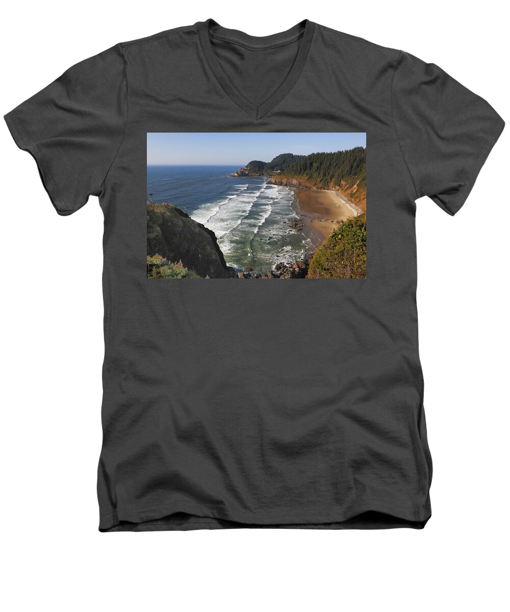 Oregon Coast Men's V-Neck T-Shirt featuring the photograph Oregon Coast No 1 by Belinda Greb