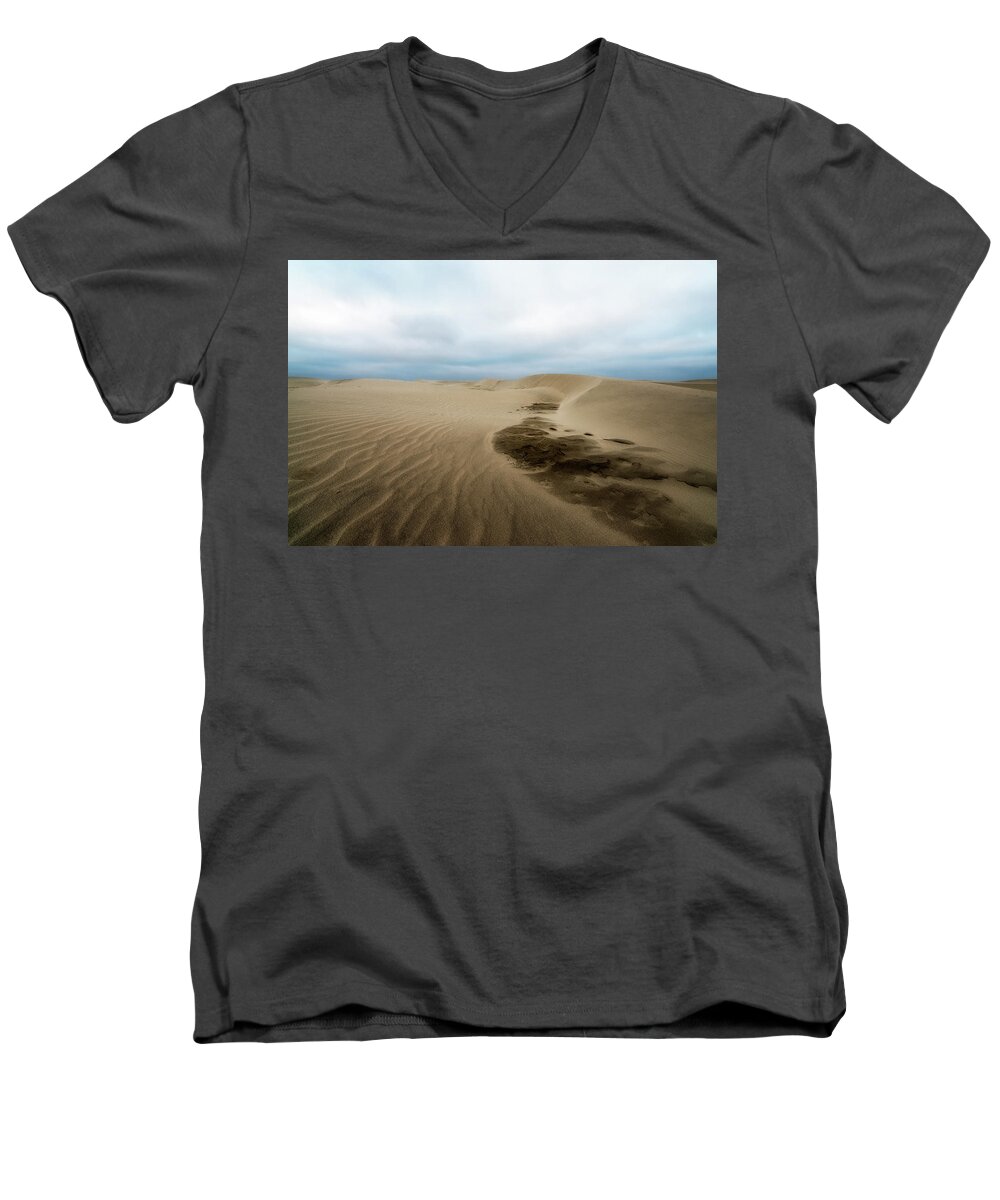 Beach Men's V-Neck T-Shirt featuring the photograph Oregon Dune Wasteland 1 by Ryan Manuel