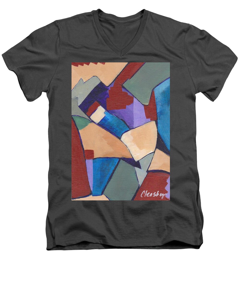 Abstract Men's V-Neck T-Shirt featuring the painting Organic Abstract Series II by Patricia Cleasby
