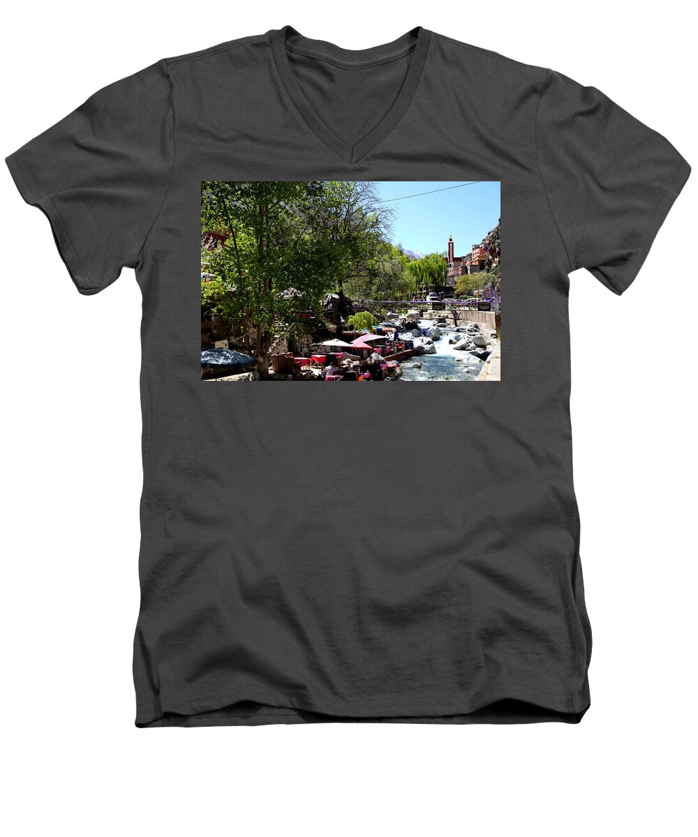 Ourika Men's V-Neck T-Shirt featuring the photograph Ourika Valley 1 by Andrew Fare