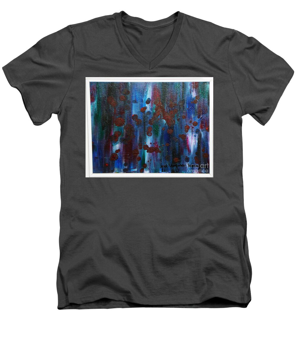 Acrylic Painting Men's V-Neck T-Shirt featuring the painting Out Of The Blue by Yael VanGruber