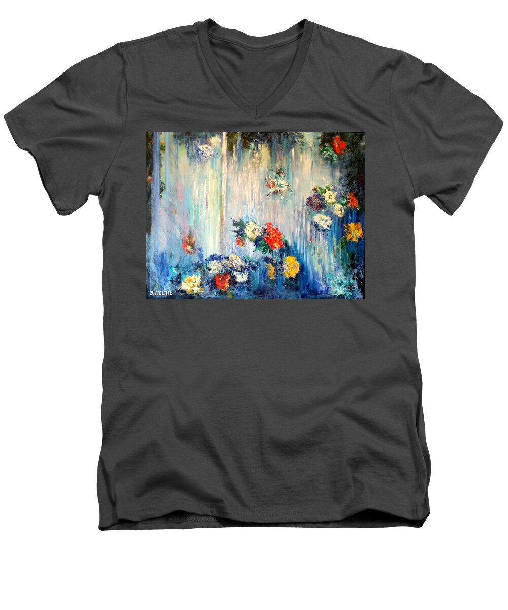  Men's V-Neck T-Shirt featuring the painting Out of Time by Dagmar Helbig