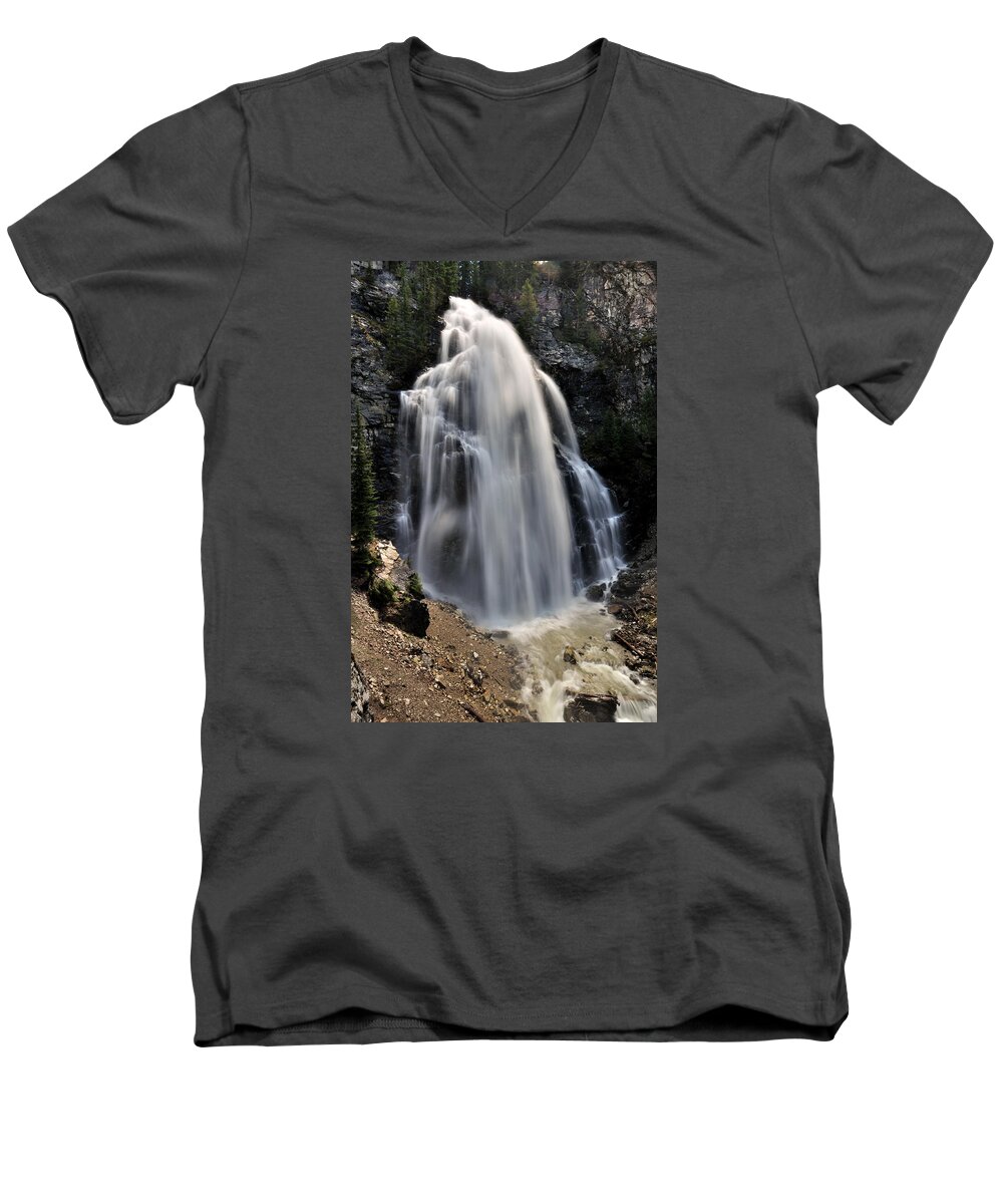 Waterfall Men's V-Neck T-Shirt featuring the photograph Overwhich Falls 2 by Jedediah Hohf
