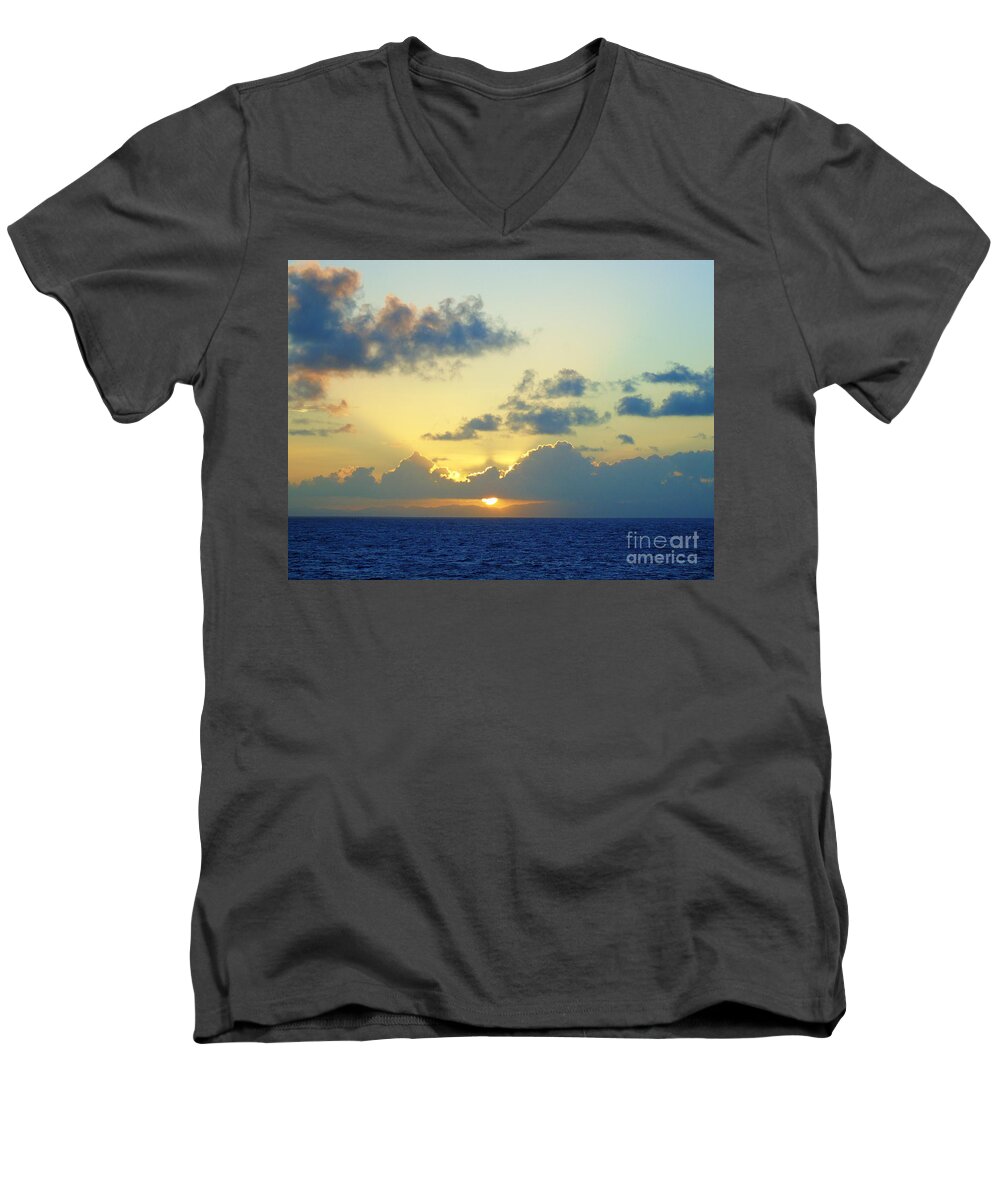 Ocean Men's V-Neck T-Shirt featuring the photograph Pacific Sunrise, Japan by Susan Lafleur