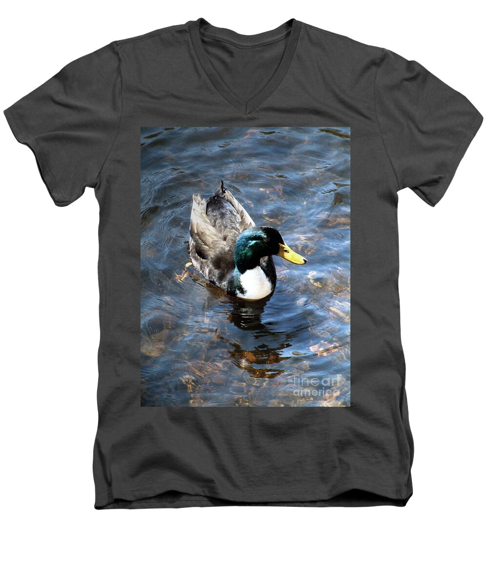 Drake Men's V-Neck T-Shirt featuring the photograph Paddling Peacefully by RC DeWinter