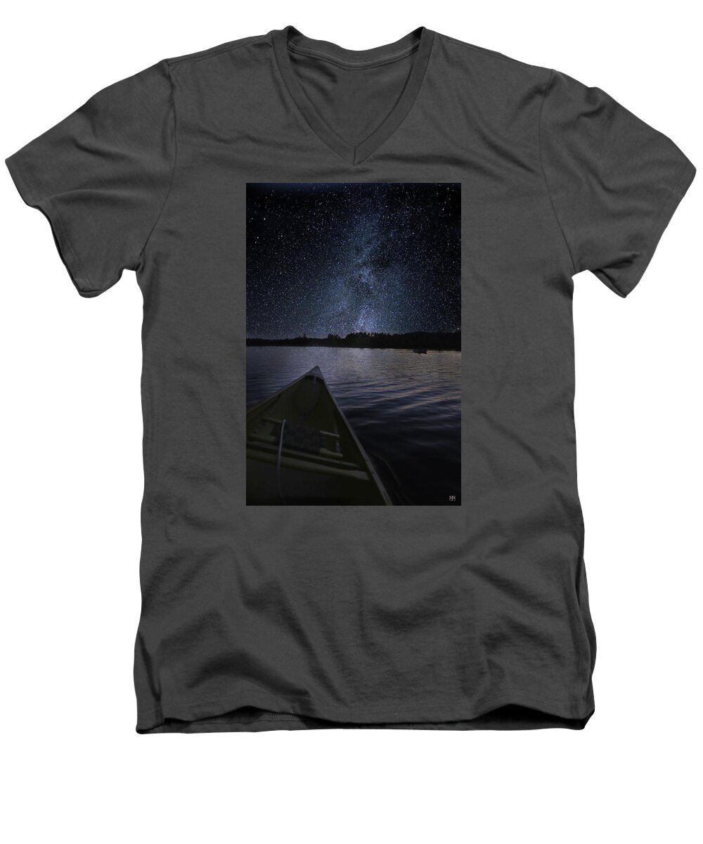Stars Men's V-Neck T-Shirt featuring the photograph Paddling the Milky Way by John Meader