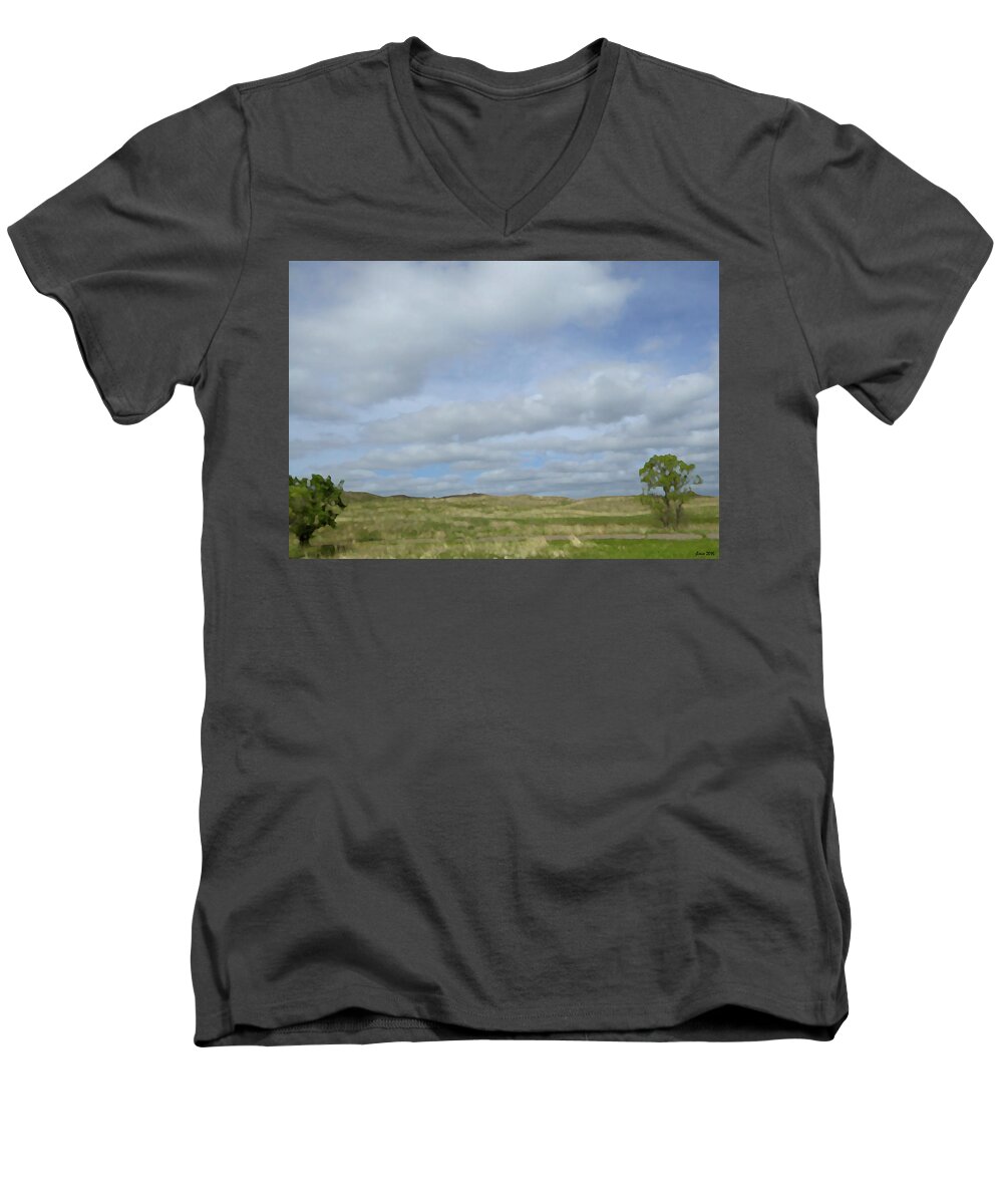 South Dakota Men's V-Neck T-Shirt featuring the photograph Painted Plains by JoAnn Lense