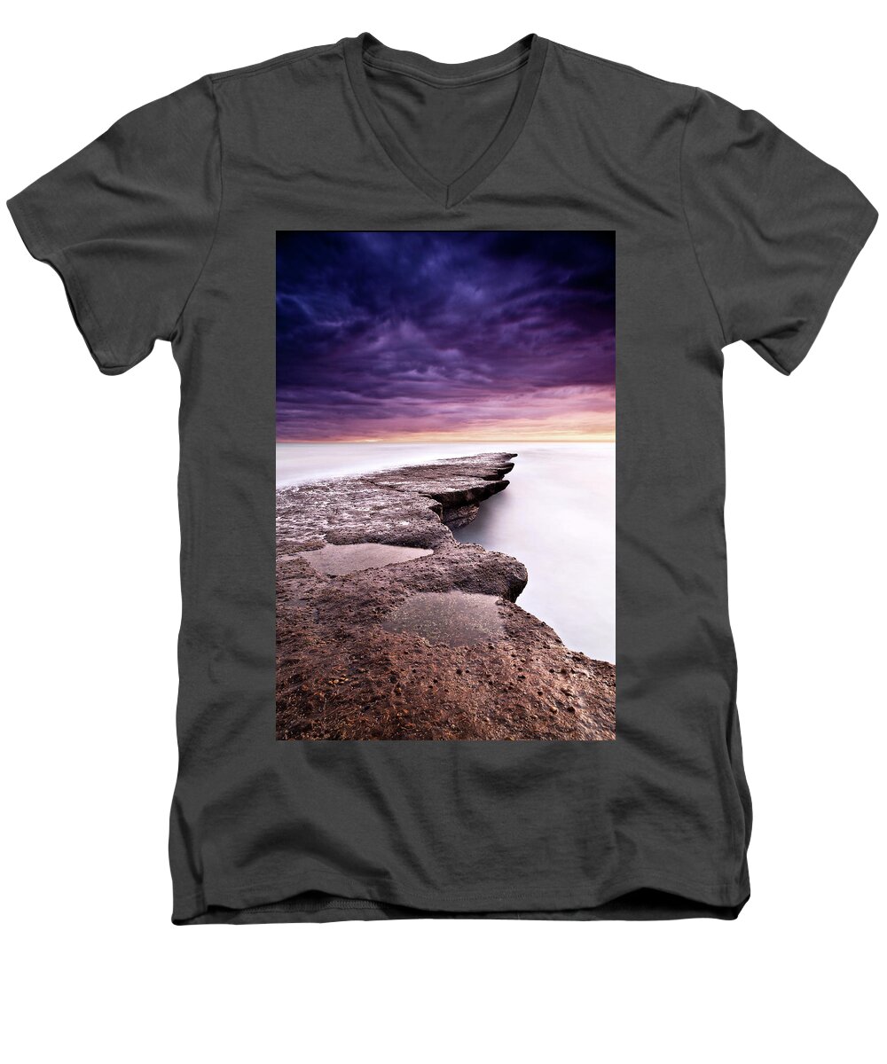 Beach Men's V-Neck T-Shirt featuring the photograph Painted sunset by Jorge Maia