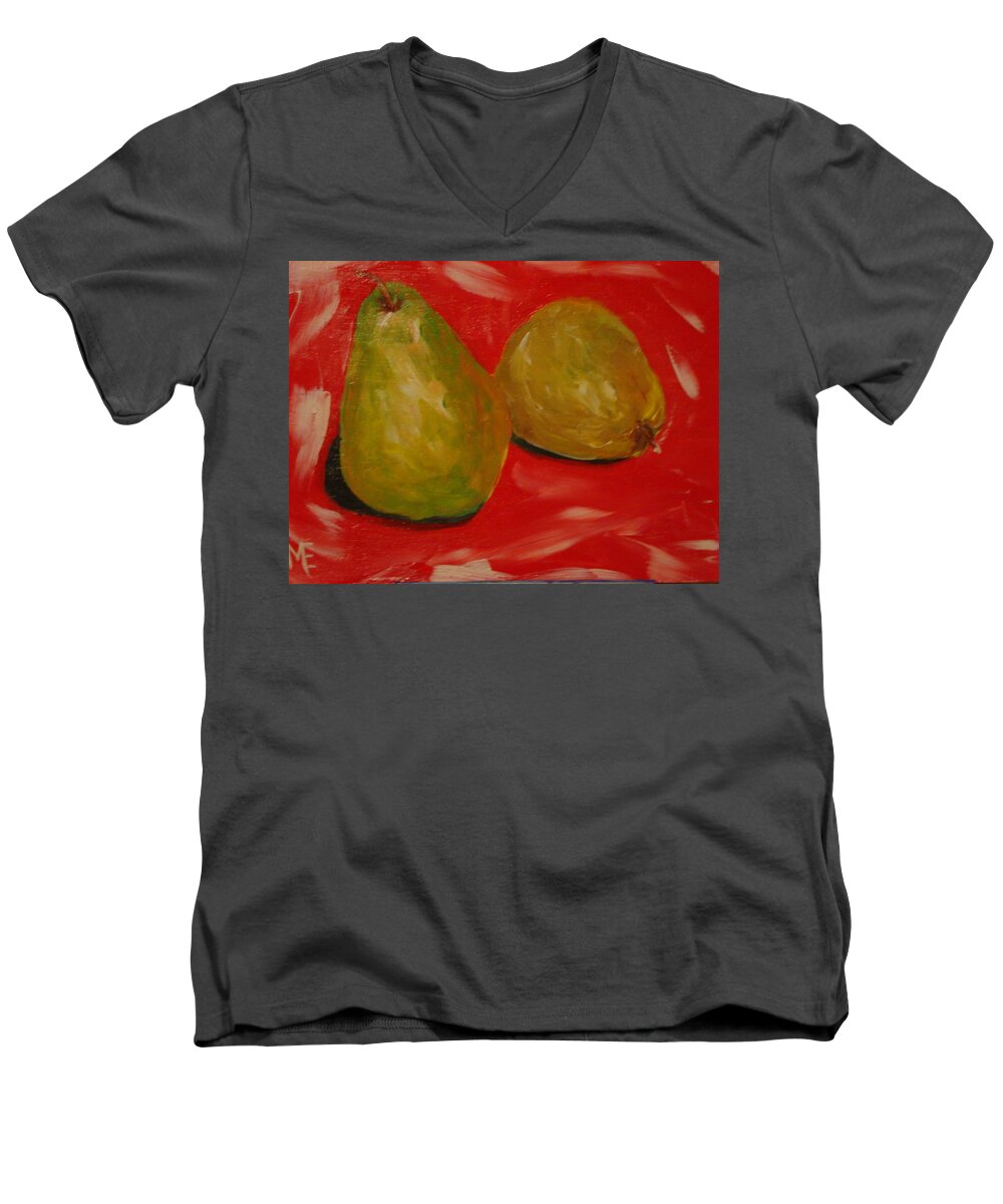 Pears Men's V-Neck T-Shirt featuring the painting Pair of Pears by Melinda Etzold